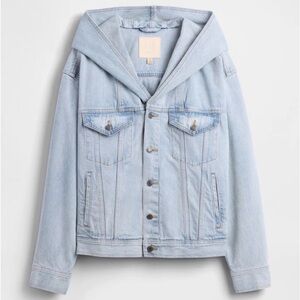 GAP x Beís Oversized Hooded Denim Jacket - Medium Wash; Size Large